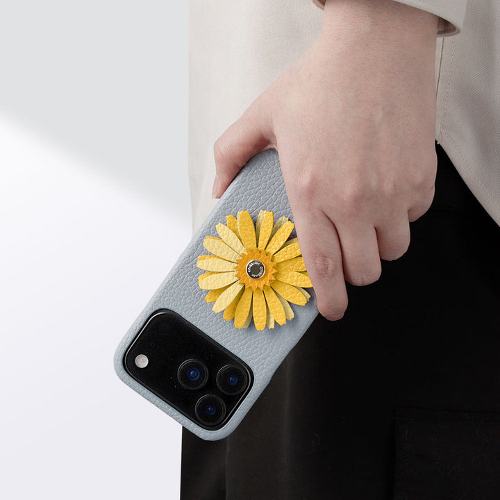 Genuine Leather 32 Colors Italian Shrink Leather Real Flower Decoration Back Case AQUOS Series