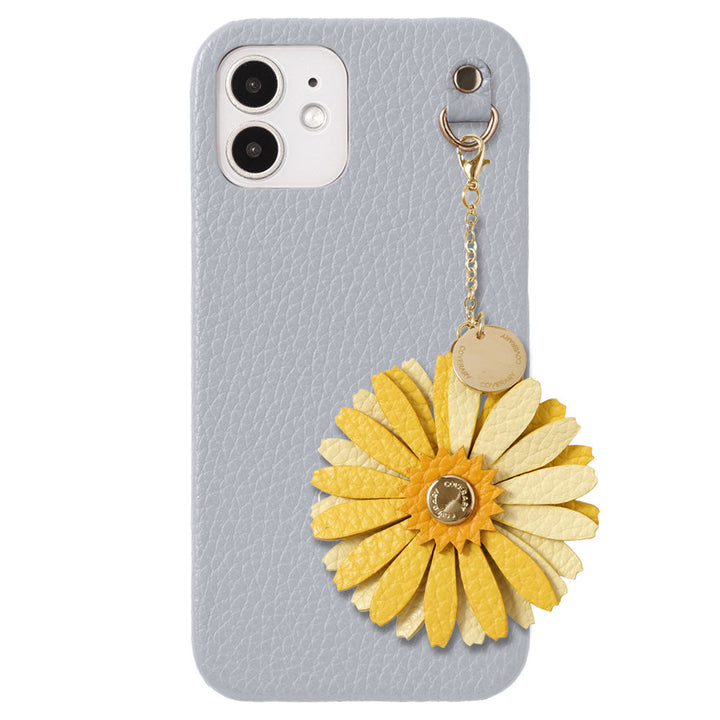 Genuine Leather 32 Colors Italian Shrink Leather Real Flower Charm Back Case AQUOS Series