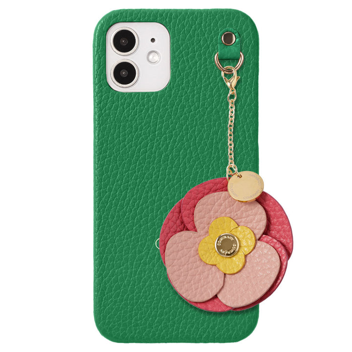Genuine Leather 32 Colors Italian Shrink Leather Real Flower Charm Back Case AQUOS Series