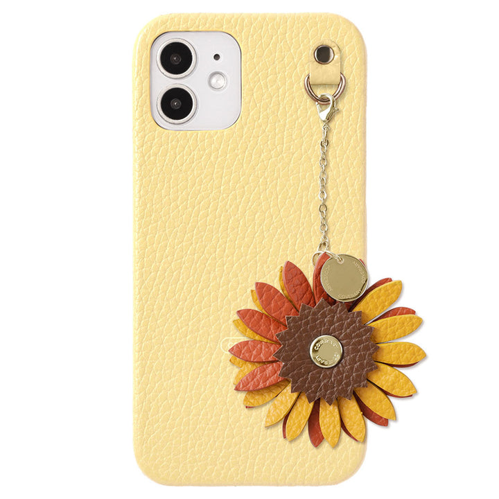 Genuine Leather 32 Colors Italian Shrink Leather Real Flower Charm Back Case AQUOS Series