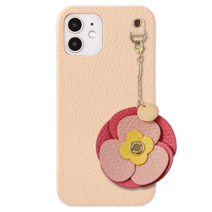 Genuine Leather 32 Colors Italian Shrink Leather Real Flower Charm Back Case AQUOS Series