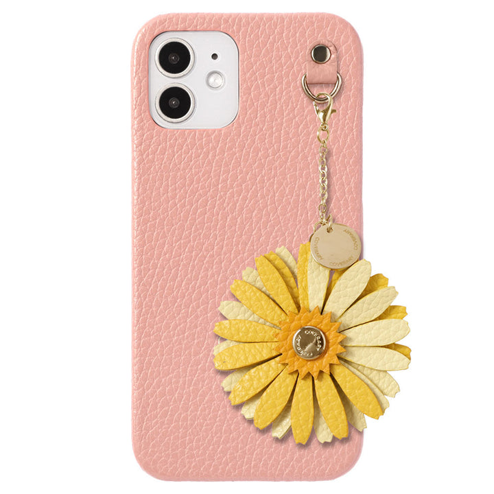 Cuir véritable 32 couleurs cuir italien grainé charm fleur réelle coque arrière Google Pixel série