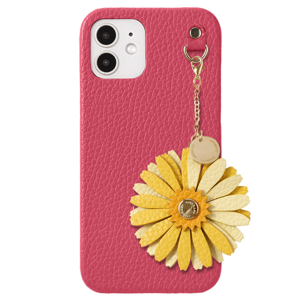 Genuine Leather 32 Colors Italian Shrink Leather Real Flower Charm Back Case AQUOS Series