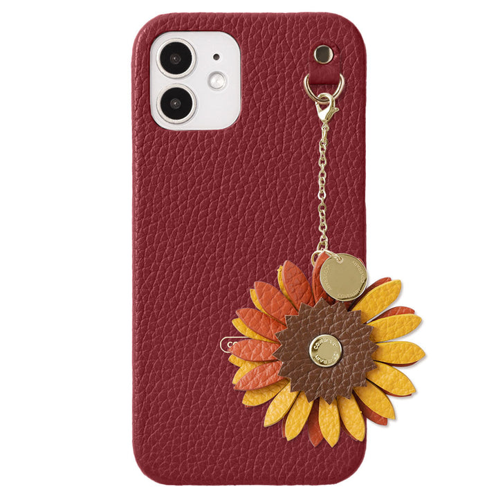 Genuine Leather 32 Colors Italian Shrink Leather Real Flower Charm Back Case AQUOS Series