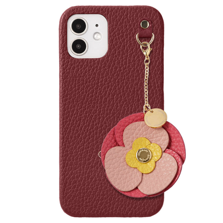 Cuir véritable 32 couleurs cuir italien grainé charm fleur réelle coque arrière Google Pixel série