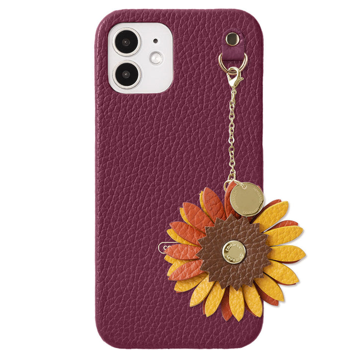 Genuine Leather 32 Colors Italian Shrink Leather Real Flower Charm Back Case AQUOS Series