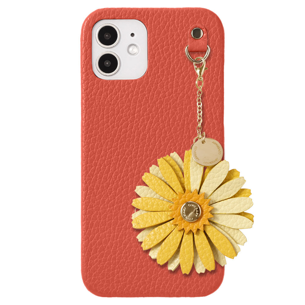 Genuine Leather 32 Colors Italian Shrink Leather Real Flower Charm Back Case AQUOS Series