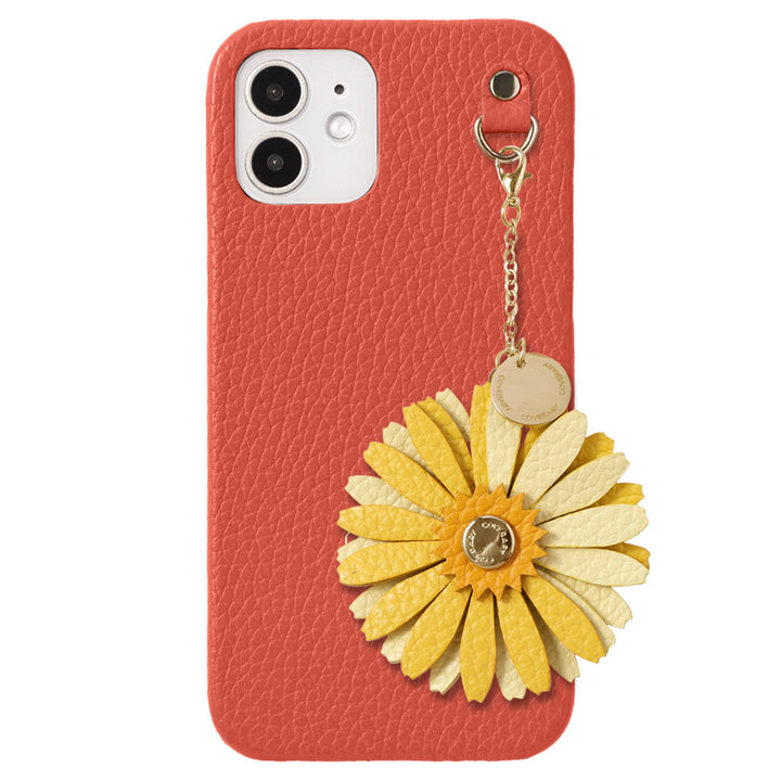 Genuine Leather 32 Colors Italian Shrink Leather Real Flower Charm Back Case AQUOS Series