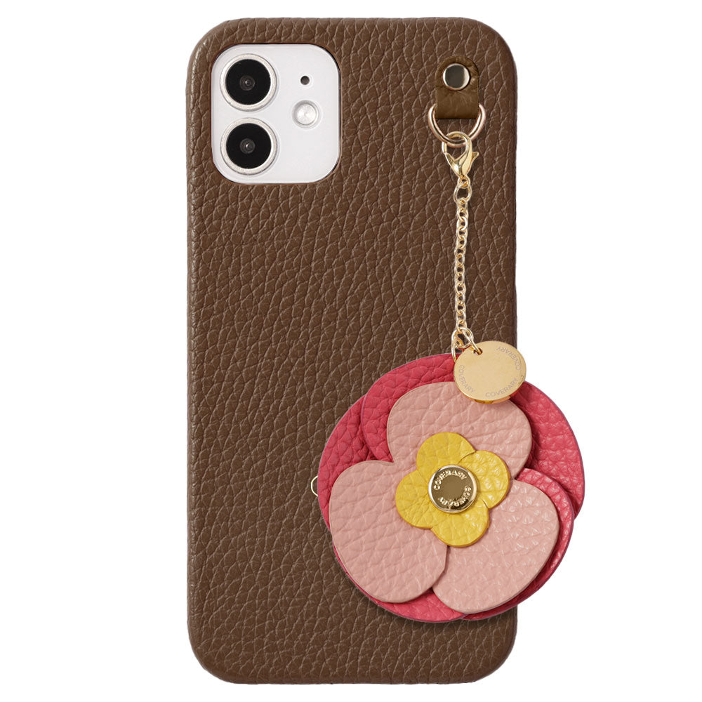 Genuine Leather 32 Colors Italian Shrink Leather Real Flower Charm Back Case AQUOS Series
