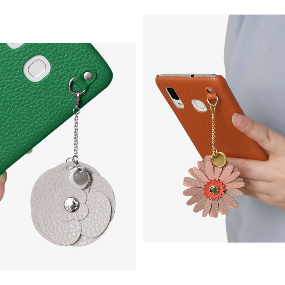 Cuir véritable 32 couleurs cuir italien grainé charm fleur réelle coque arrière Google Pixel série