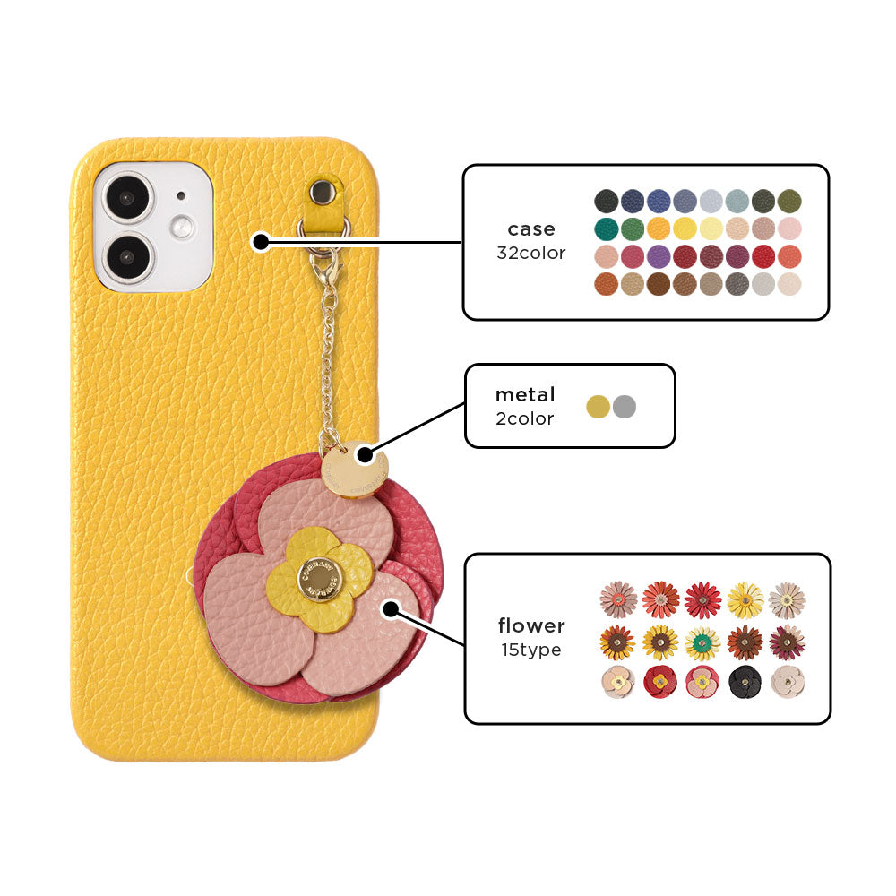 Genuine Leather 32 Colors Italian Shrink Leather Real Flower Charm Back Case Galaxy Series