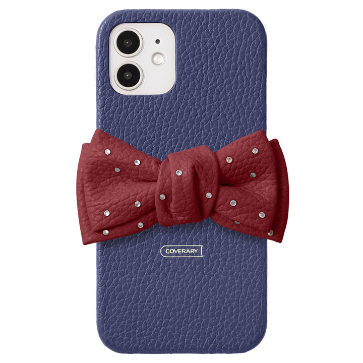 Genuine Leather 32 Colors Italian Shrink Leather Double Ribbon Decoration with Stone Back Case for Google Pixel Series