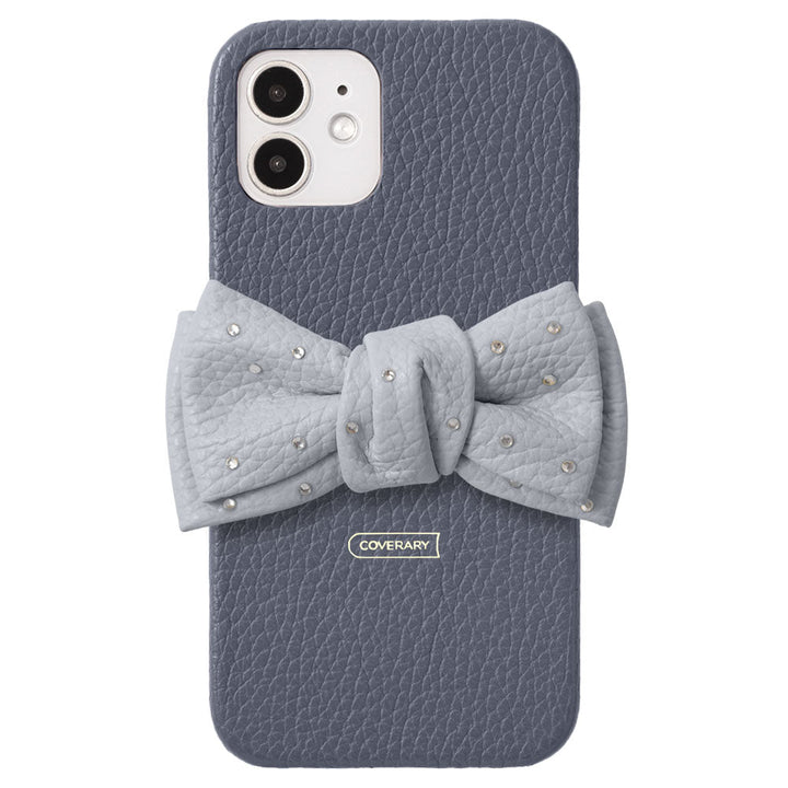 Genuine Leather 32 Colors Italian Shrink Leather Double Ribbon Decoration with Stone Back Case AQUOS Series