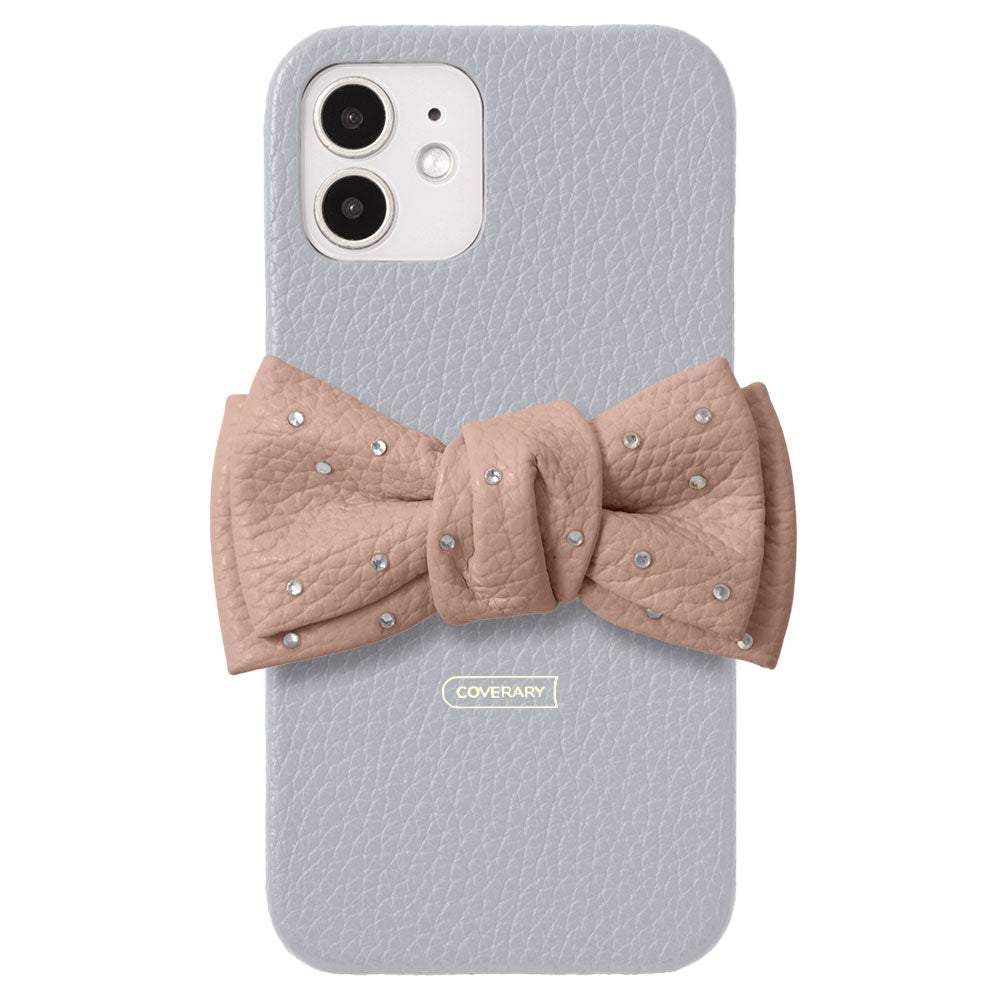 Genuine Leather 32 Colors Italian Shrink Leather Double Ribbon Decoration with Stone Back Case AQUOS Series