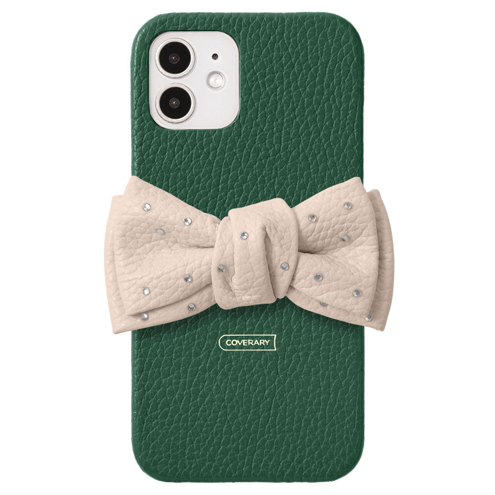 Genuine Leather 32 Colors Italian Shrink Leather Double Ribbon Decoration with Stone Back Case AQUOS Series