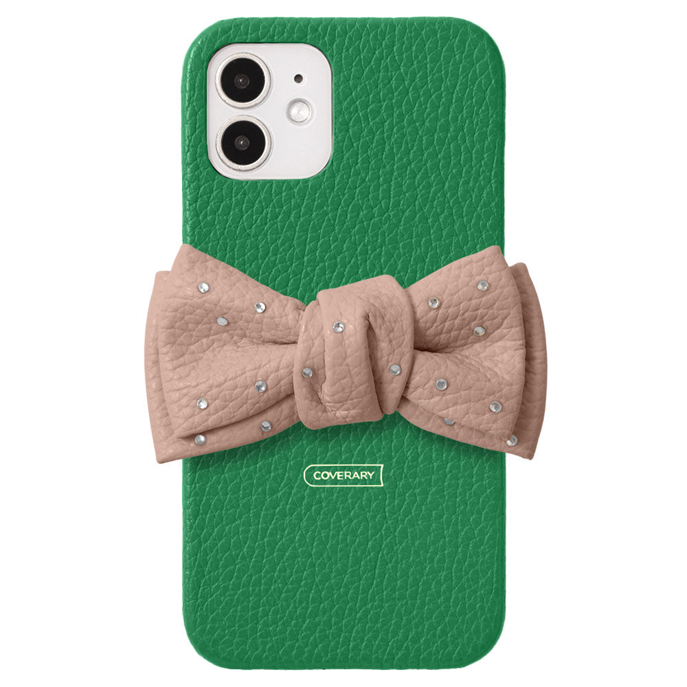 Genuine Leather 32 Colors Italian Shrink Leather Double Ribbon Decoration with Stone Back Case for Google Pixel Series