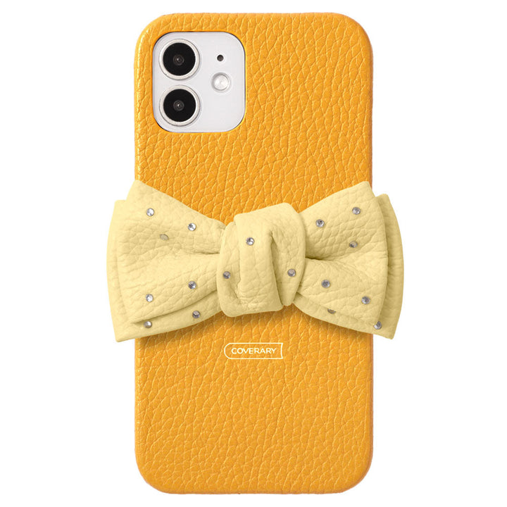 Genuine Leather 32 Colors Italian Shrink Leather Double Ribbon Decoration with Stone Back Case AQUOS Series