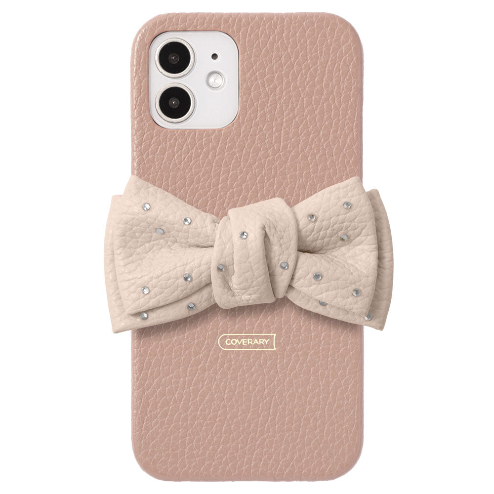 Genuine Leather 32 Colors Italian Shrink Leather Double Ribbon Decoration with Stone Back Case AQUOS Series