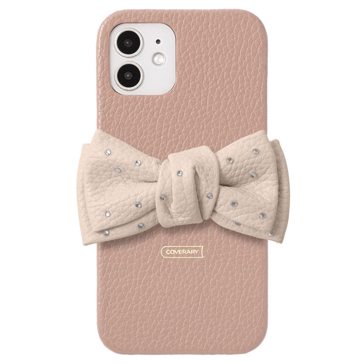 Genuine Leather 32 Colors Italian Shrink Leather Double Ribbon Decoration with Stone Back Case AQUOS Series