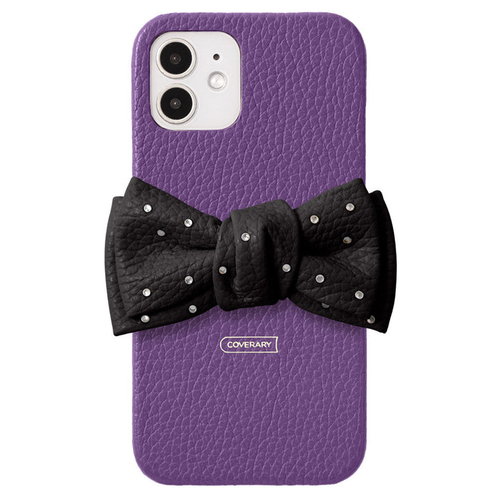 Genuine Leather 32 Colors Italian Shrink Leather Double Ribbon Decoration with Stone Back Case AQUOS Series