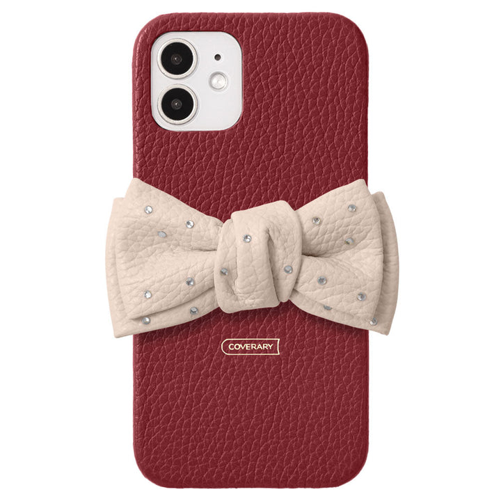 Genuine Leather 32 Colors Italian Shrink Leather Double Ribbon Decoration with Stone Back Case Galaxy Series