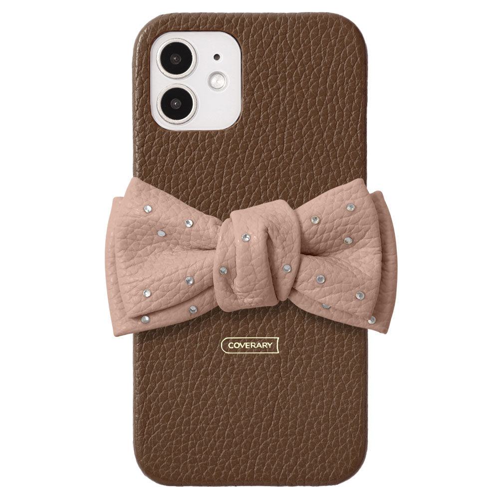 Genuine Leather 32 Colors Italian Shrink Leather Double Ribbon Decoration with Stone Back Case AQUOS Series