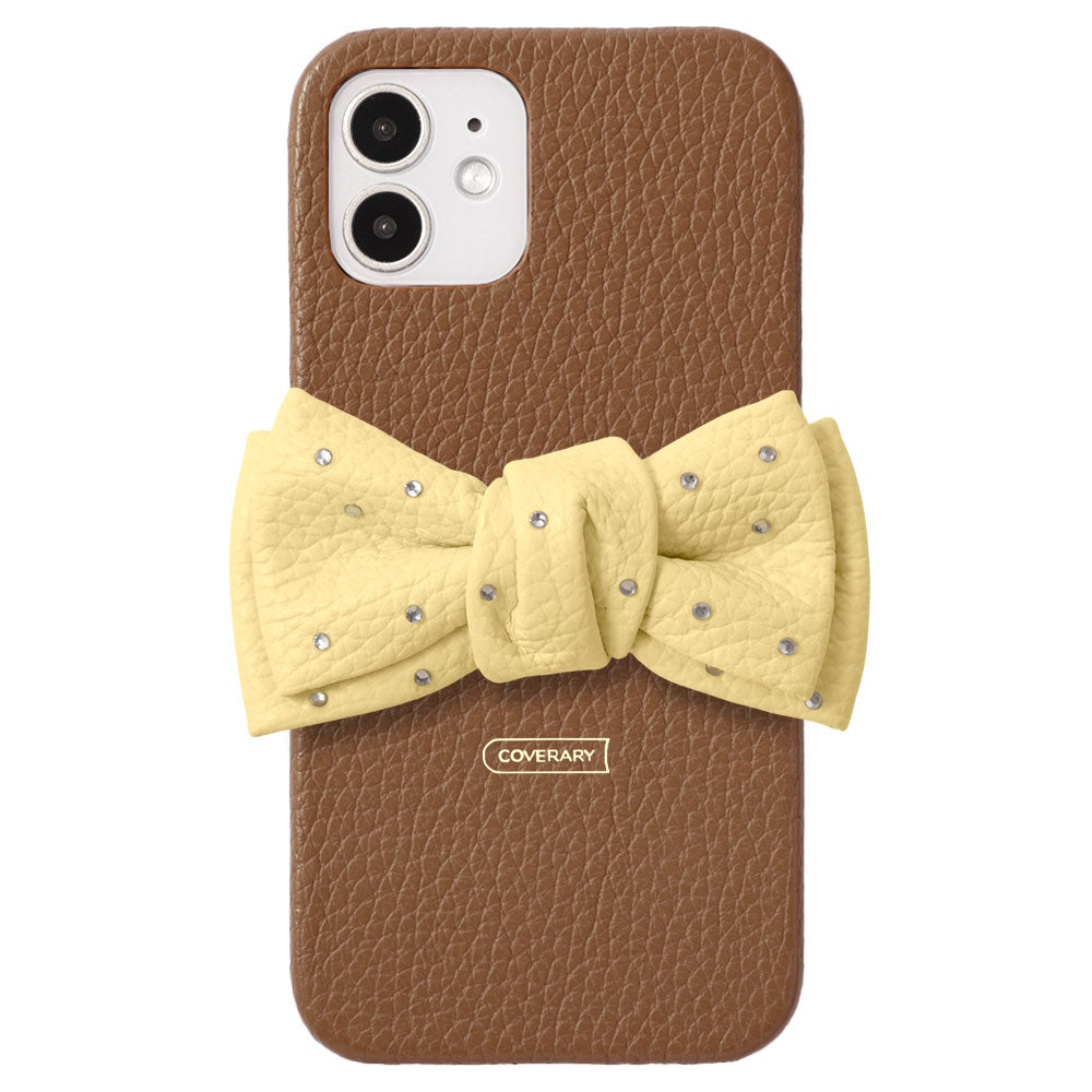 Genuine Leather 32 Colors Italian Shrink Leather Double Ribbon Decoration with Stone Back Case AQUOS Series