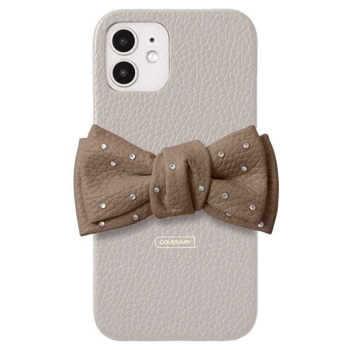 Genuine Leather 32 Colors Italian Shrink Leather Double Ribbon Decoration with Stone Back Case Galaxy Series