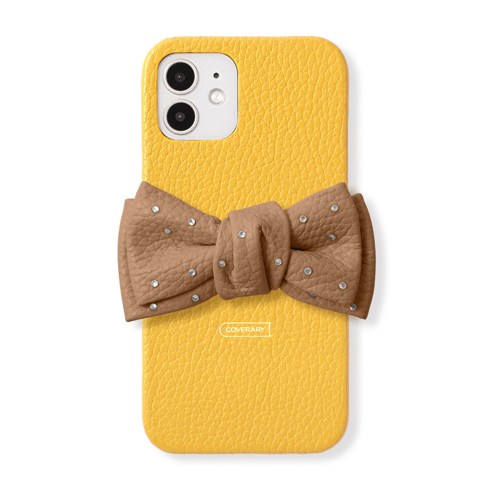 Genuine Leather 32 Colors Italian Shrink Leather Double Ribbon Decoration with Stone Back Case AQUOS Series