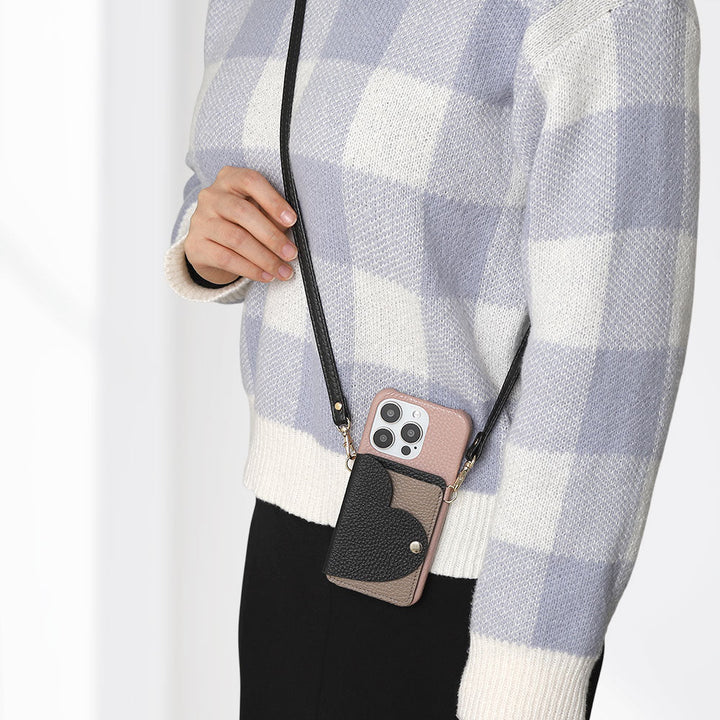 Genuine Leather 32 Colors Italian Shrink Leather Heart Mirror Card Case &amp; Shoulder Strap Included Back Case Xperia Series