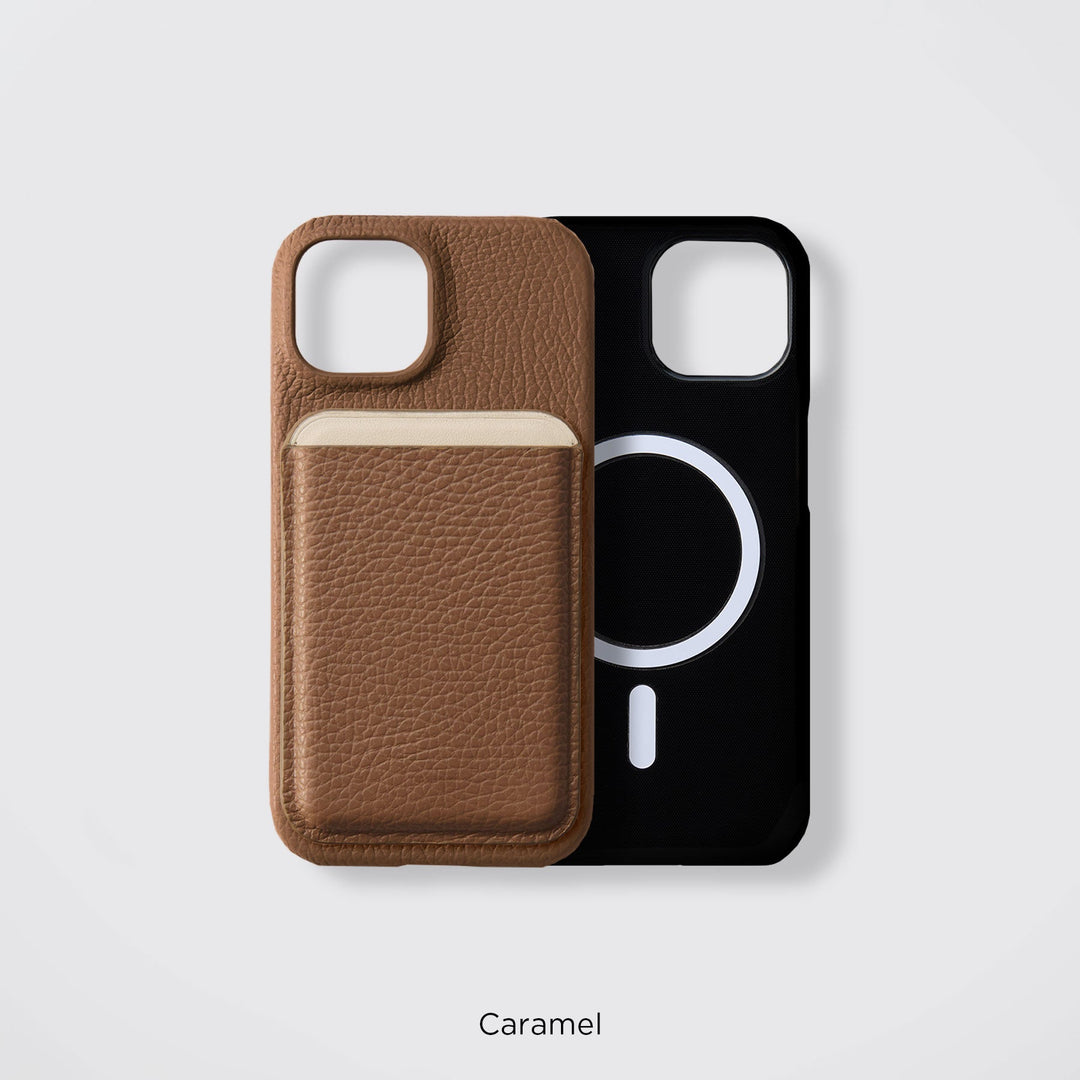 Coque de téléphone compatible MagSafe en véritable cuir, 32 couleurs, cuir italien grainé, protection arrière, compatible avec tous les modèles, poche pour carte, série Galaxy