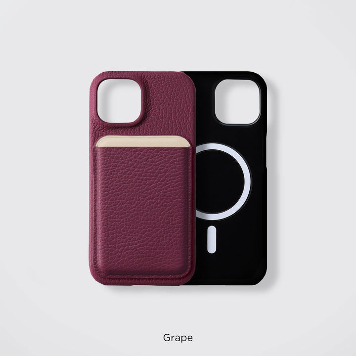 Coque de téléphone compatible MagSafe en véritable cuir, 32 couleurs, cuir italien grainé, protection arrière, compatible avec tous les modèles, poche pour carte, série Galaxy