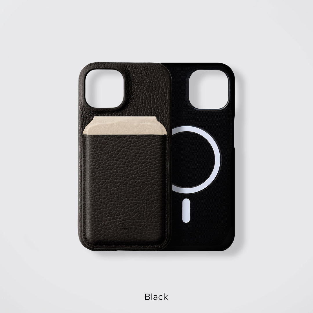 Étui de téléphone compatible MagSafe en cuir véritable, cuir italien grainé disponible en 32 couleurs, coque arrière, compatible avec tous les modèles, poche pour carte, fonction support, série Xperia