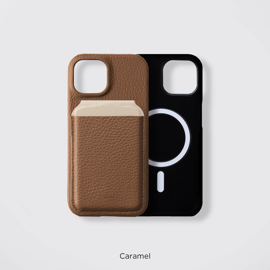 Étui de téléphone compatible MagSafe en cuir véritable, cuir italien grainé disponible en 32 couleurs, coque arrière, compatible avec tous les modèles, poche pour carte, fonction support, série Xperia