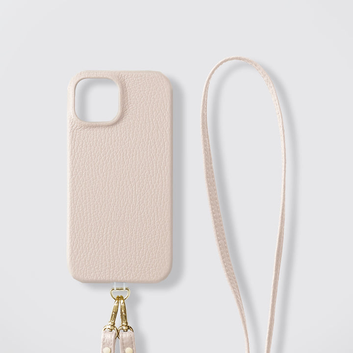 MagSafe-compatible genuine leather, 32 colors, Italian leather shoulder strap + PVC holder set, back case