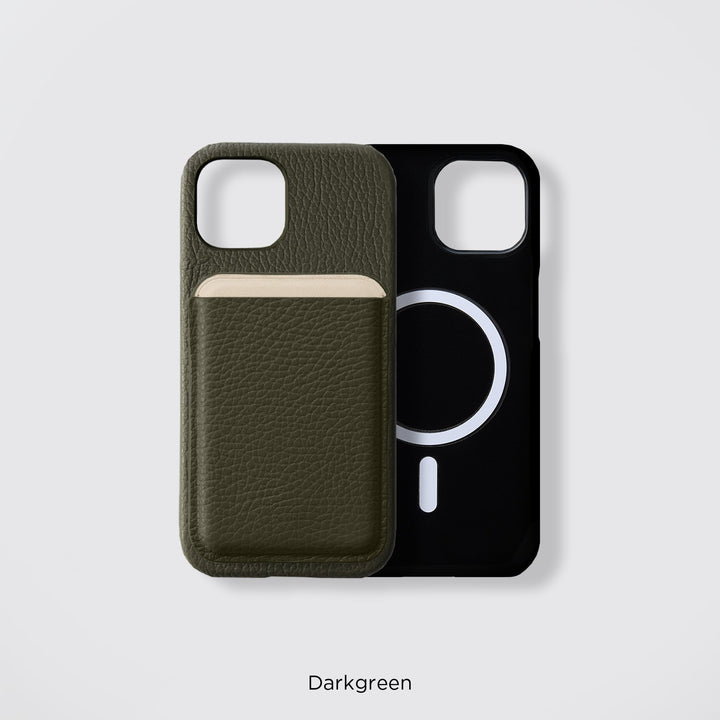 Compatible MagSafe, véritable cuir, 32 coloris, cuir italien grainé, TPU antichoc, étui arrière avec poche pour carte pour la série iPhone
