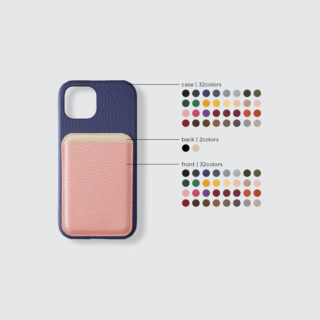 Compatible MagSafe, cuir véritable, 32 couleurs, cuir italien grainé, TPU antichoc, coque arrière avec emplacement pour carte