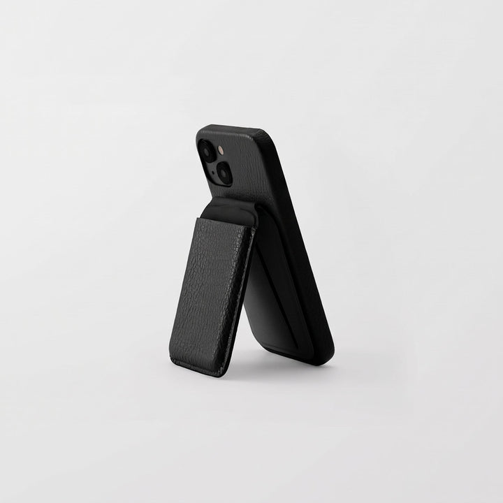 Coque arrière en cuir véritable compatible MagSafe, cuir italien grainé disponible en 32 couleurs, TPU antichoc, poche pour cartes, fonction support pour la gamme iPhone