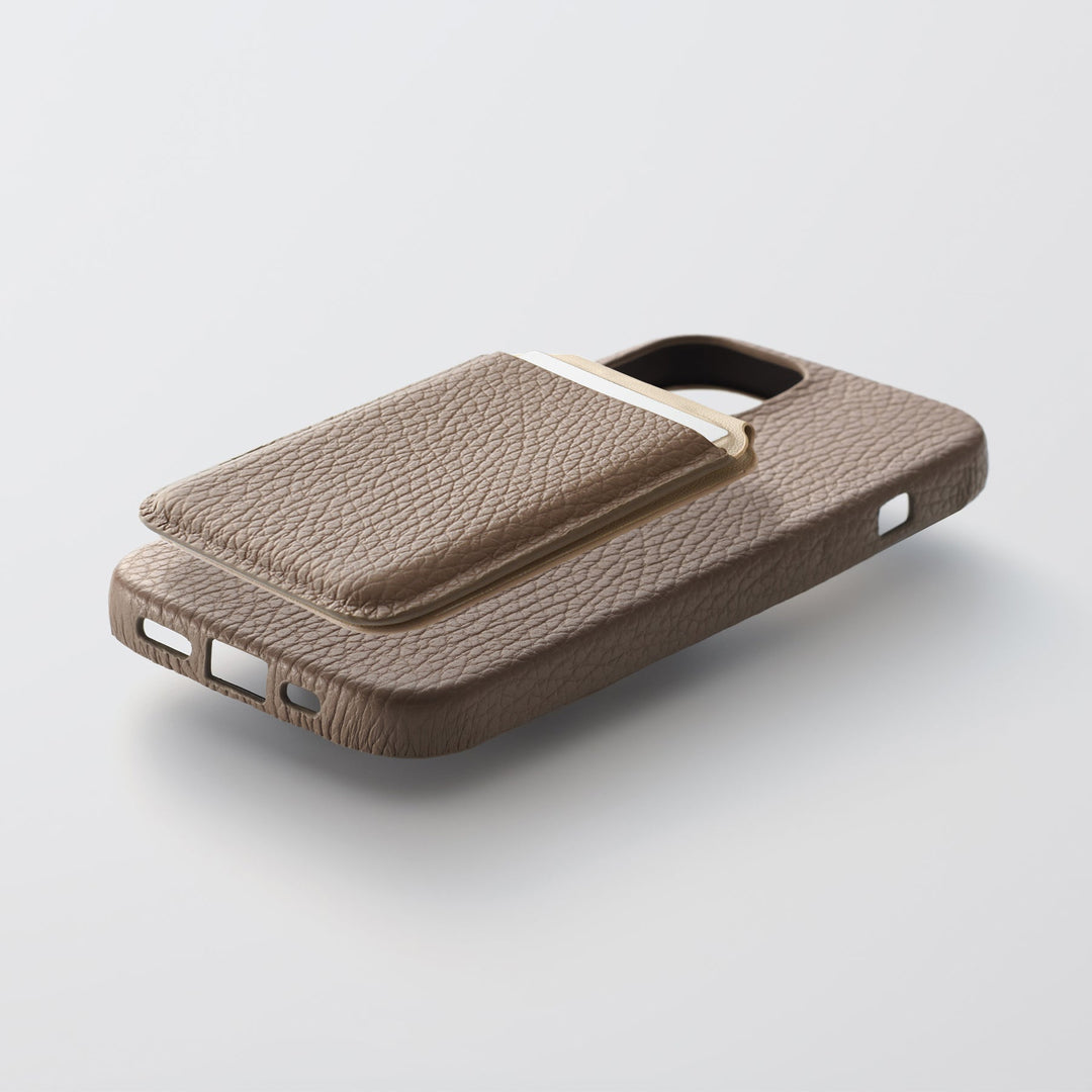 Coque arrière en cuir véritable compatible MagSafe, cuir italien grainé disponible en 32 couleurs, TPU antichoc, poche pour cartes, fonction support pour la gamme iPhone