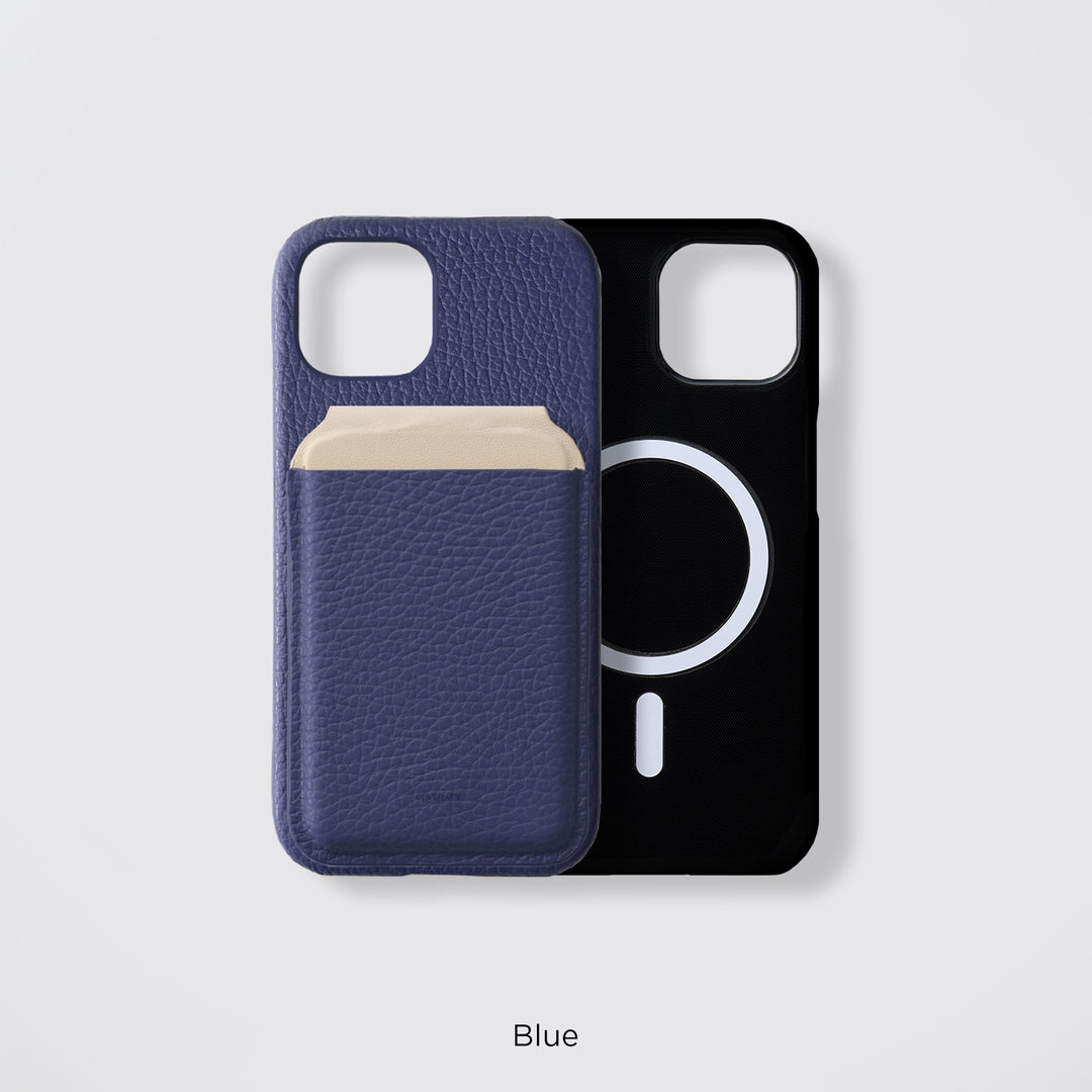 Coque arrière en cuir véritable compatible MagSafe, cuir italien grainé disponible en 32 couleurs, TPU antichoc, poche pour cartes, fonction support pour la gamme iPhone