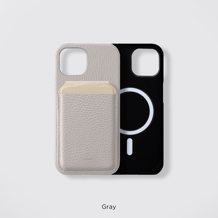 Coque arrière en cuir véritable compatible MagSafe, cuir italien grainé disponible en 32 couleurs, TPU antichoc, poche pour cartes, fonction support pour la gamme iPhone