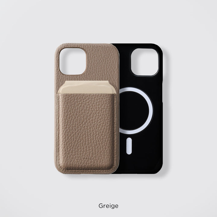 Coque arrière en cuir véritable compatible MagSafe, cuir italien grainé disponible en 32 couleurs, TPU antichoc, poche pour cartes, fonction support pour la gamme iPhone