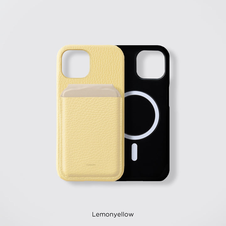 Coque arrière en cuir véritable compatible MagSafe, cuir italien grainé disponible en 32 couleurs, TPU antichoc, poche pour cartes, fonction support pour la gamme iPhone