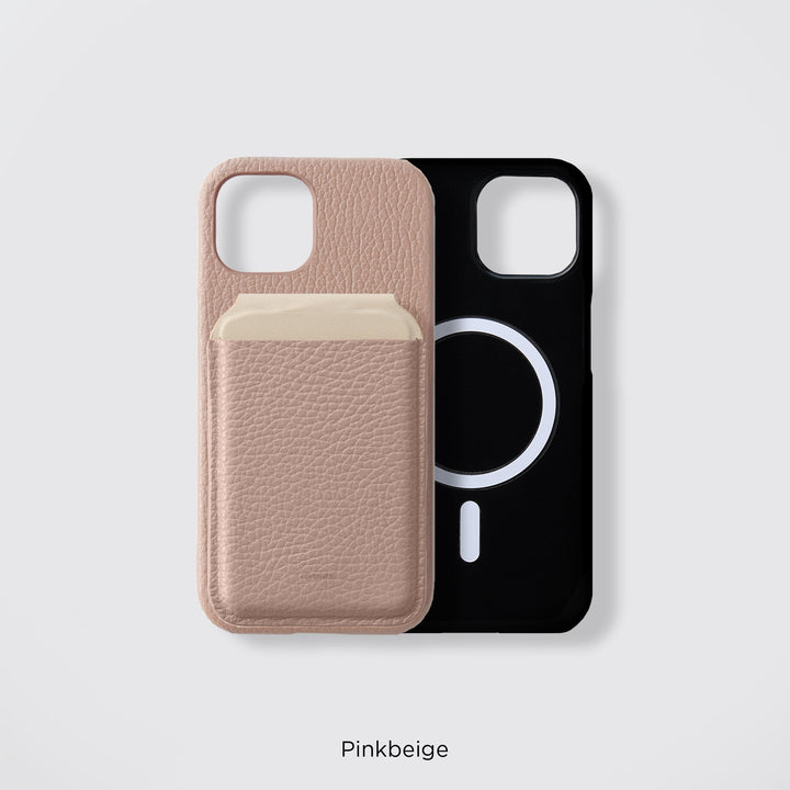 Coque arrière en cuir véritable compatible MagSafe, cuir italien grainé disponible en 32 couleurs, TPU antichoc, poche pour cartes, fonction support pour la gamme iPhone