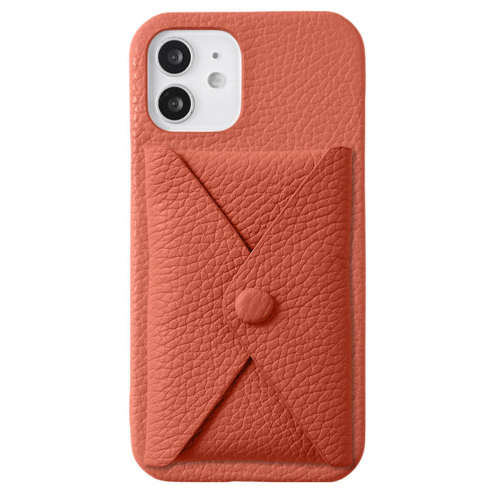 本革 32色 イタリアンシュリンクレザー Magsafe対応 蓋ありポケット付き 背面ケース iPhoneシリーズ