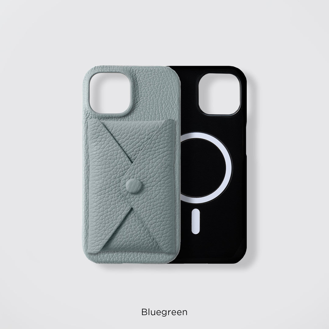 Cuir véritable 32 couleurs cuir italien grainé Compatible Magsafe avec poche à rabat Coque arrière série AQUOS