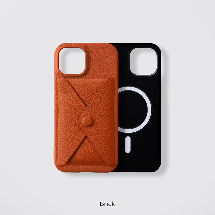 Cuir véritable 32 couleurs cuir italien grainé Compatible Magsafe avec poche à rabat Coque arrière série AQUOS
