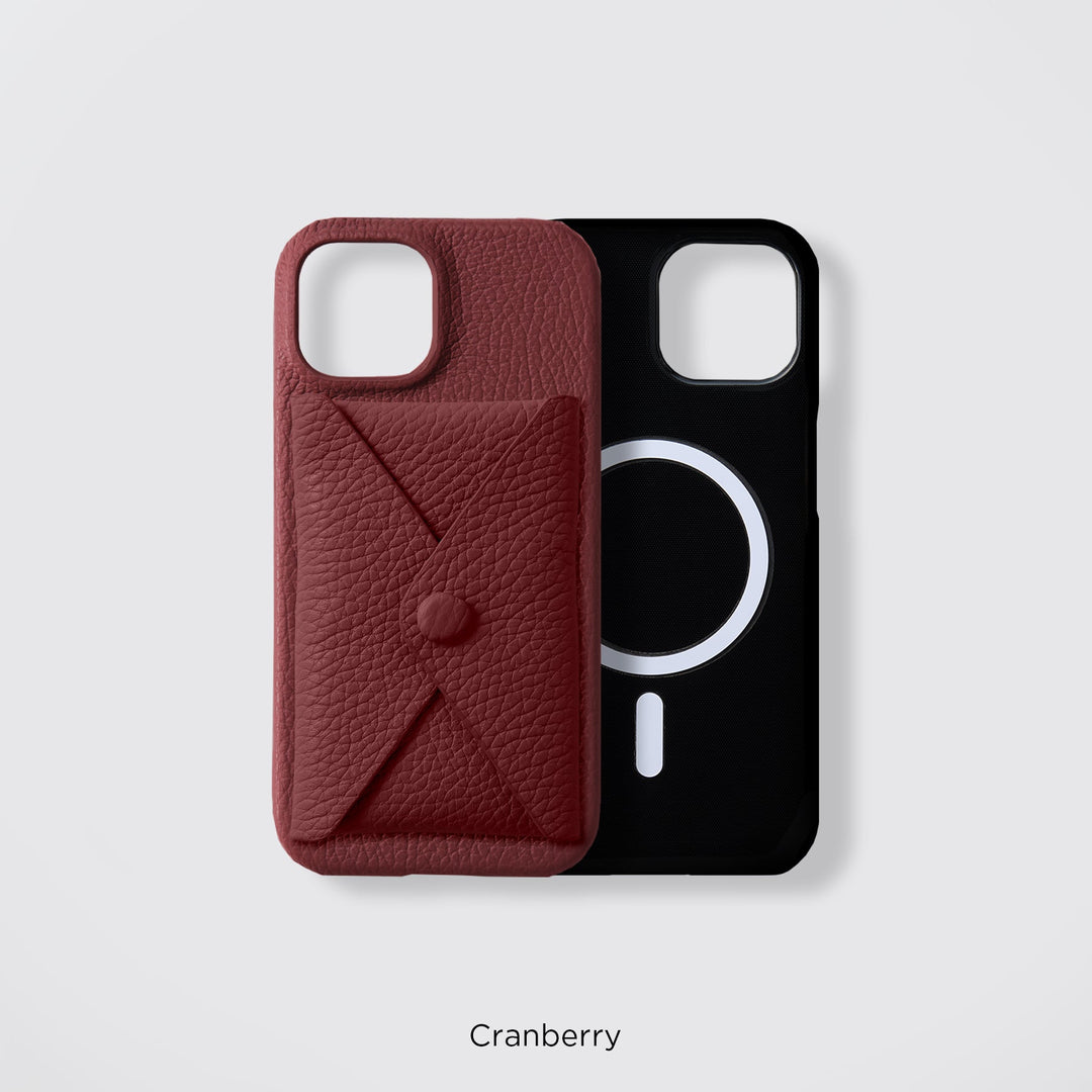 Genuine Leather 32 Colors Italian Shrink Leather Magsafe Compatible With Lid Pocket Back Case iPhone Series