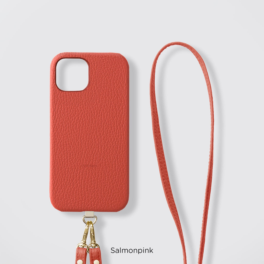 Magsafe対応 本革 32色 イタリアンレザー ショルダーストラップ ステンレス製 ストラップホルダーセット 耐衝撃 TPU 背面ケース