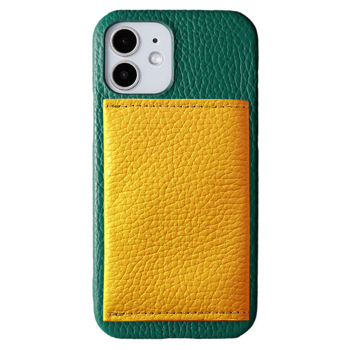 Cuir véritable 32 couleurs cuir italien grainé Compatible Magsafe Étui arrière avec miroir à ouverture latérale et porte-cartes Série Xperia